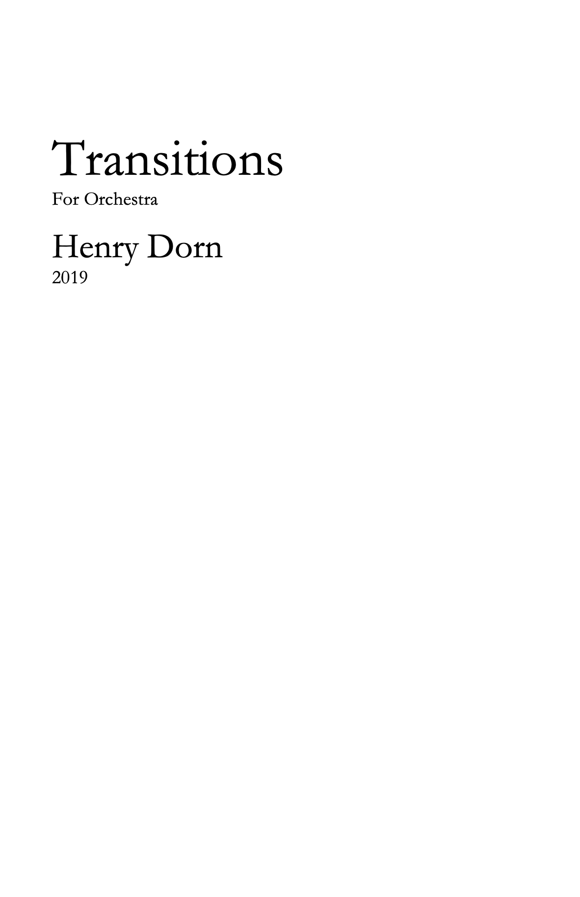Transitions For Orchestra by Henry Dorn
