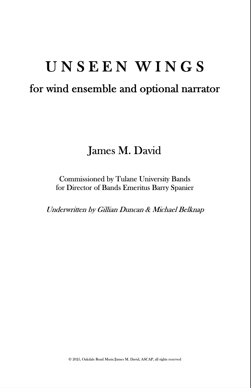 Unseen Wings (Score Only) by James M. David