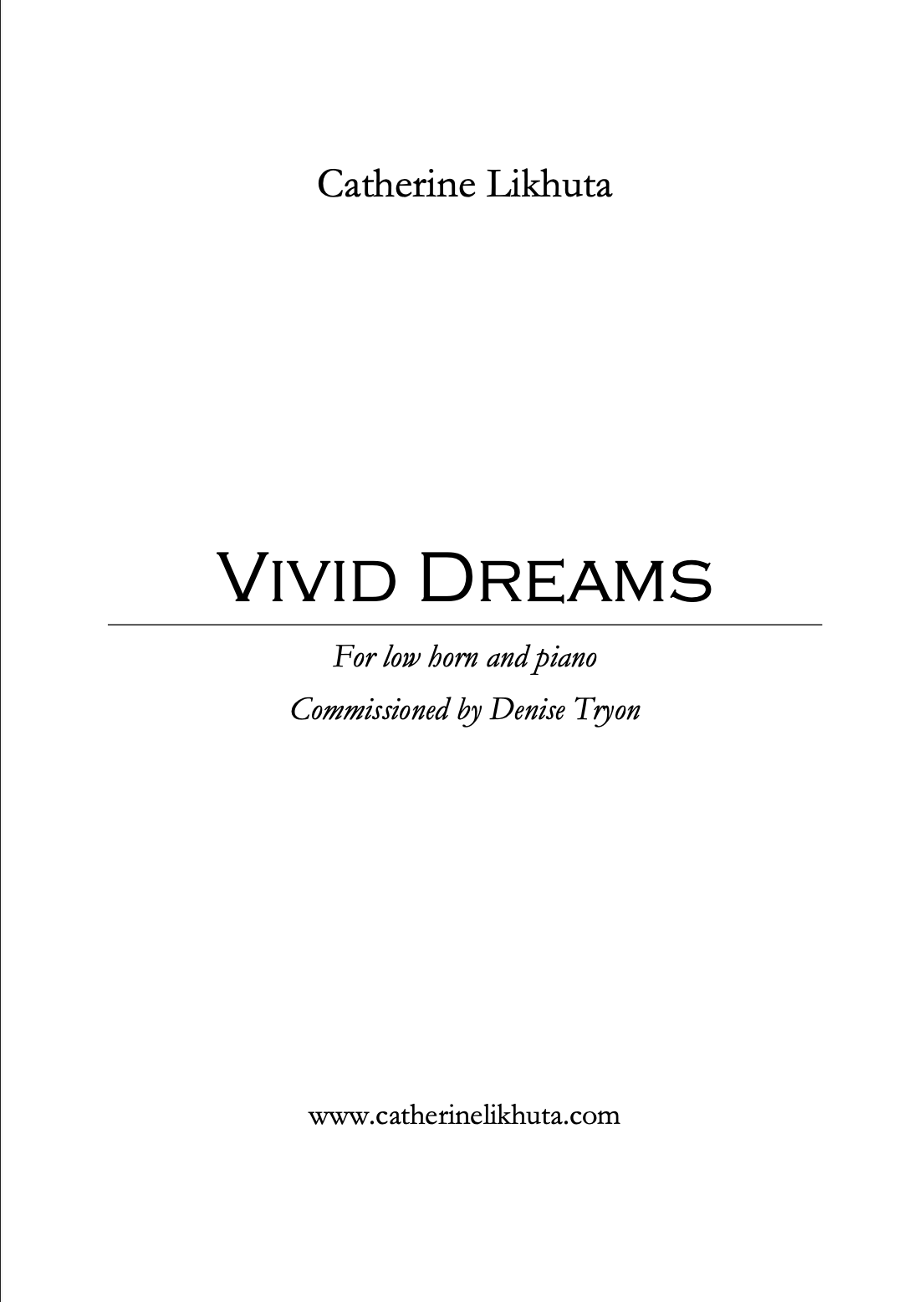 Vivid Dreams (Piano Reduction) by Catherine Likhuta