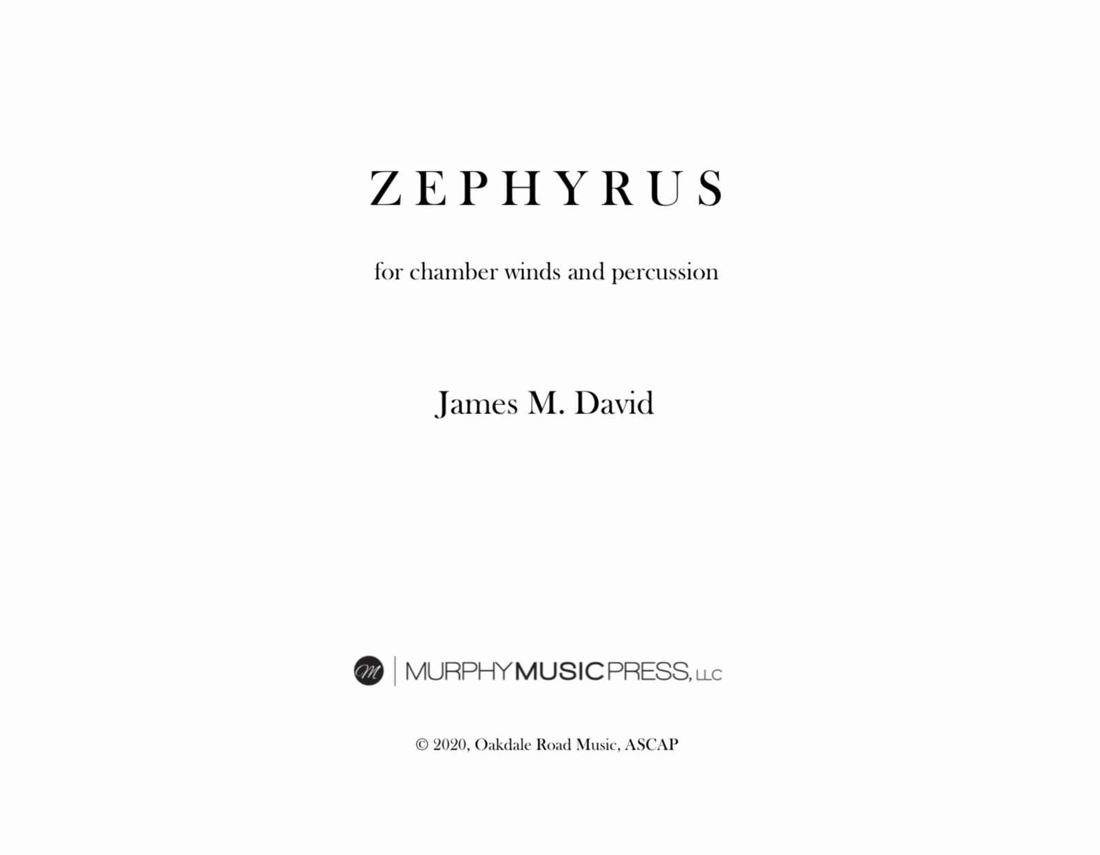 Zephyrus (Score Only) by James David