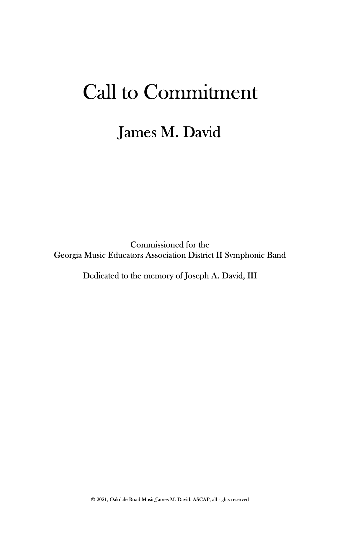 Call To Commitment by James David