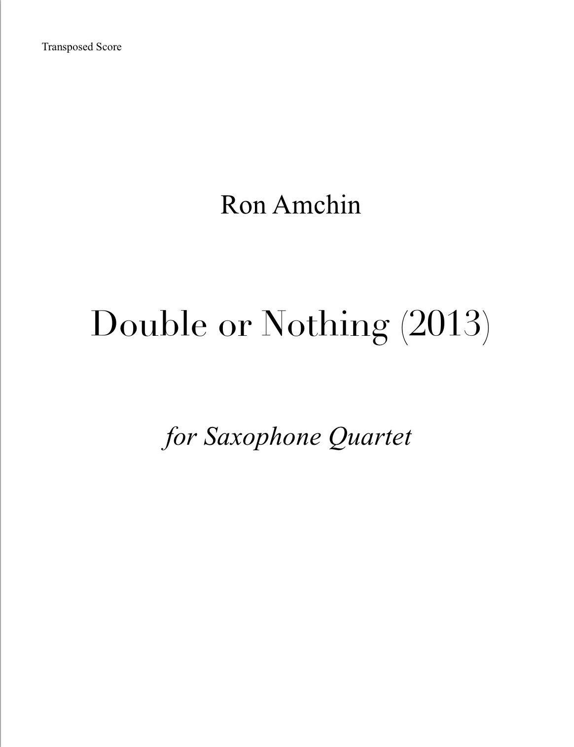 Double Or Nothing by Ron Amchin