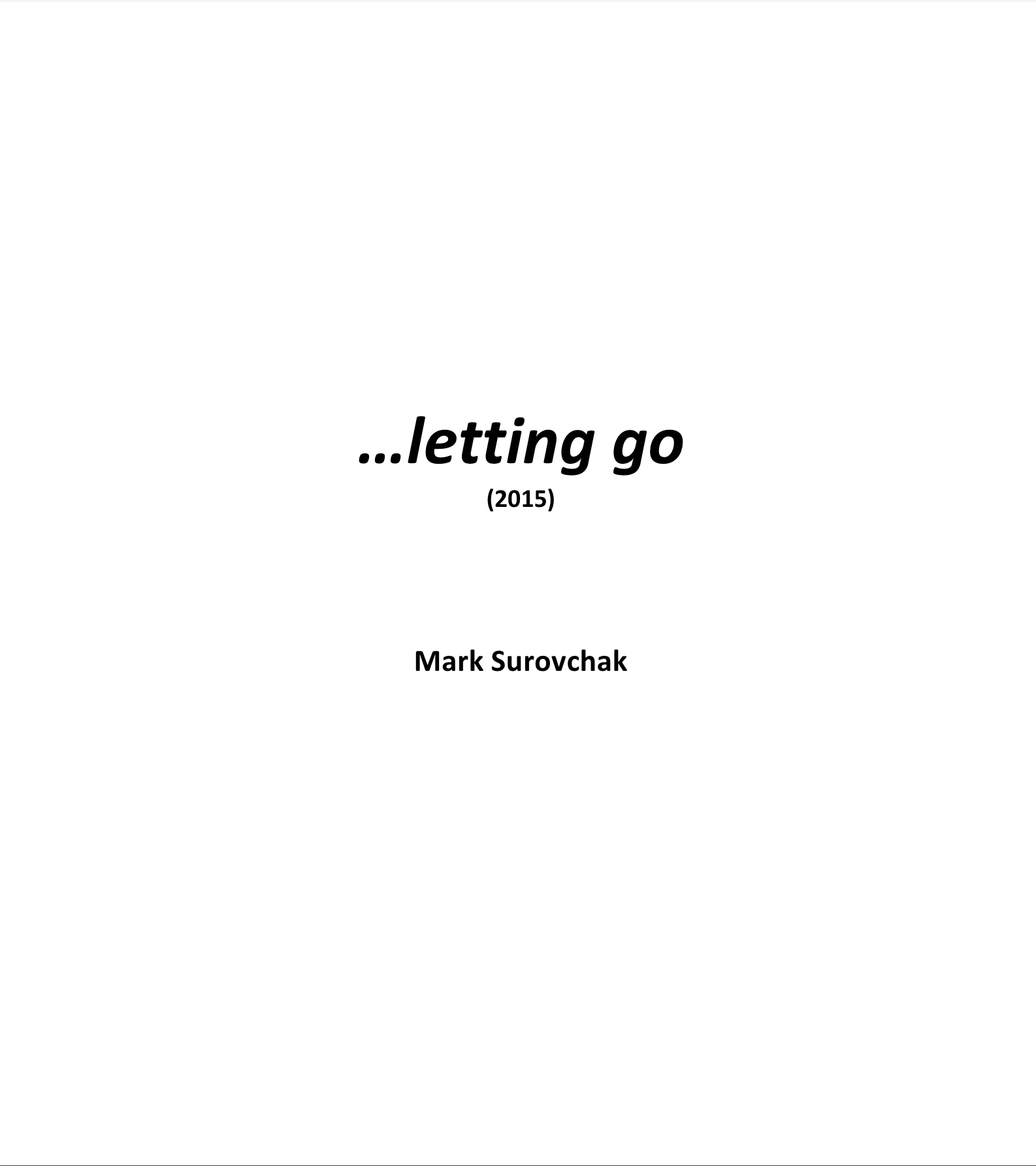 ...letting Go by Mark Surovchak